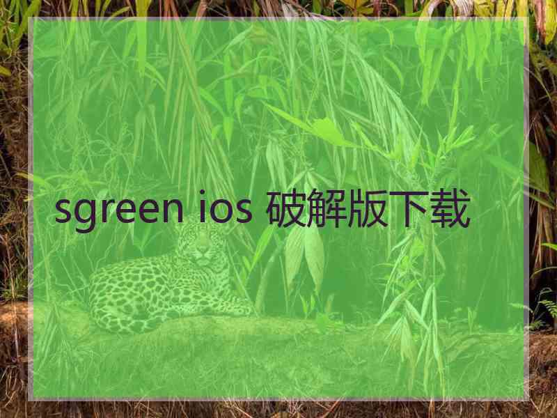 sgreen ios 破解版下载