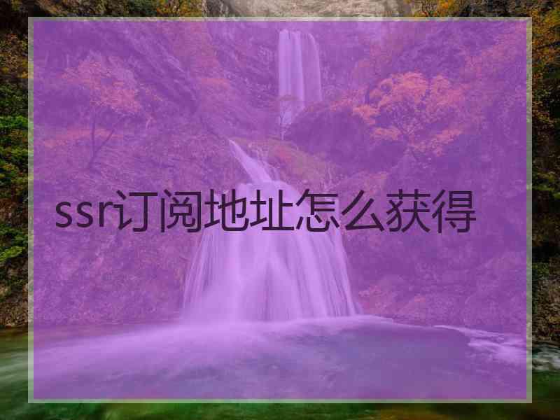 ssr订阅地址怎么获得