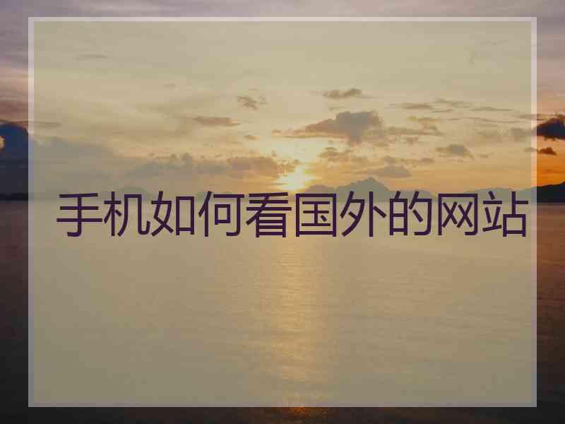 手机如何看国外的网站
