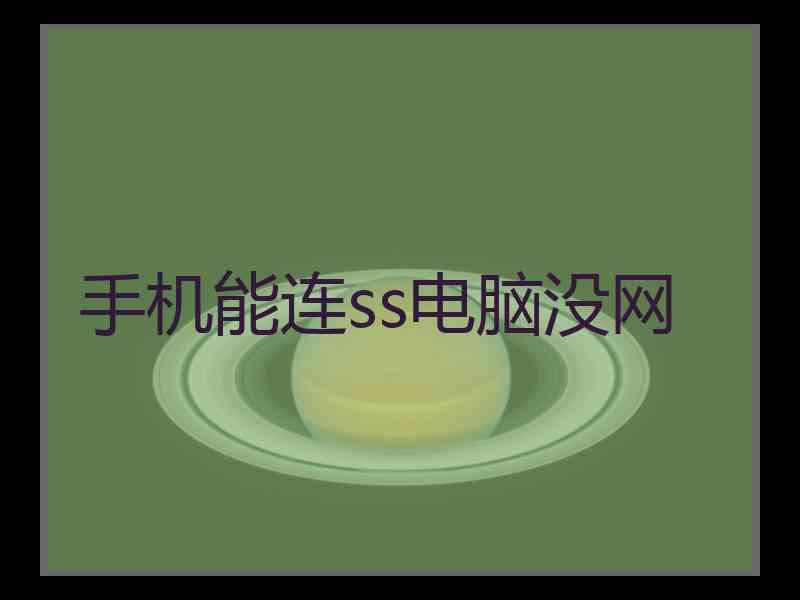 手机能连ss电脑没网