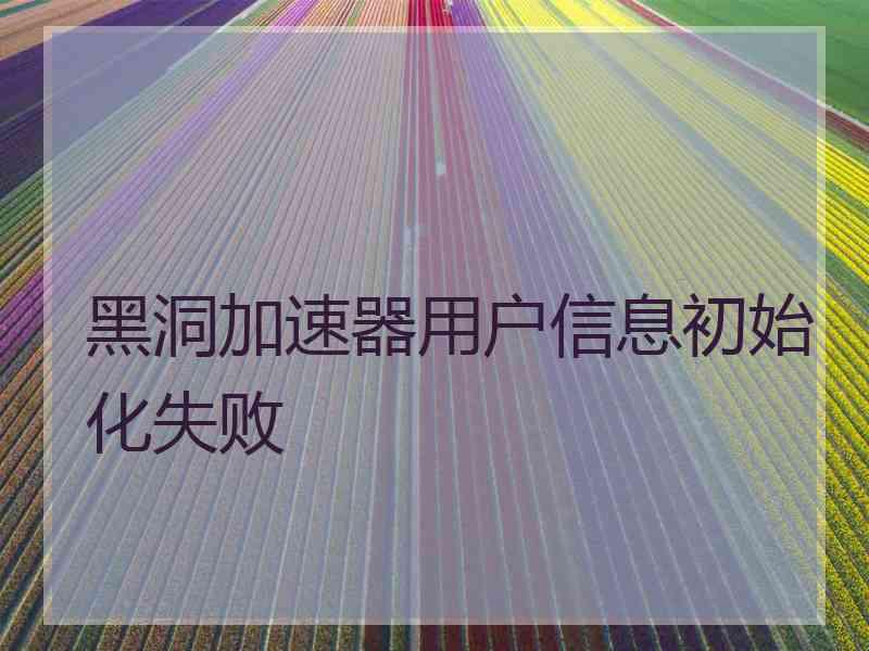 黑洞加速器用户信息初始化失败