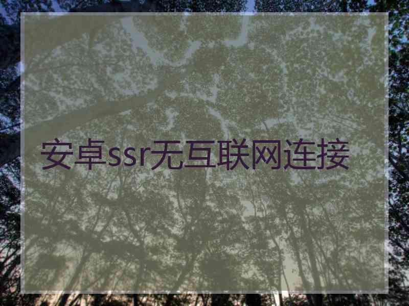 安卓ssr无互联网连接